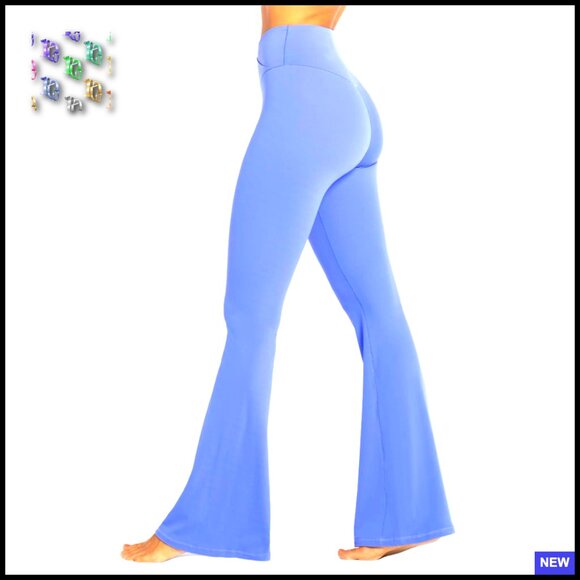 Pants - Flare Leggings High Waist Tummy Control Yoga Pants No Front Seam Chic